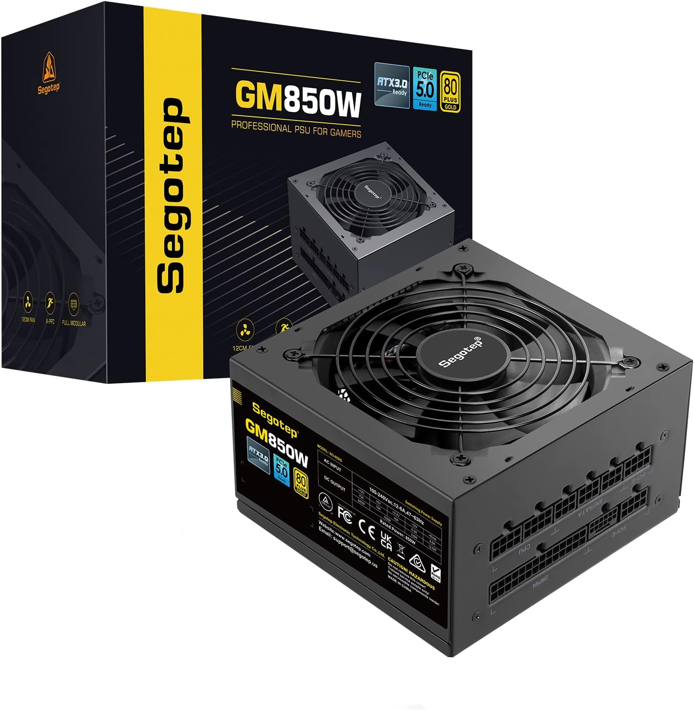Segotep GM850 Power Supply 850W, PCIe 5.0 & ATX 3.0 Full