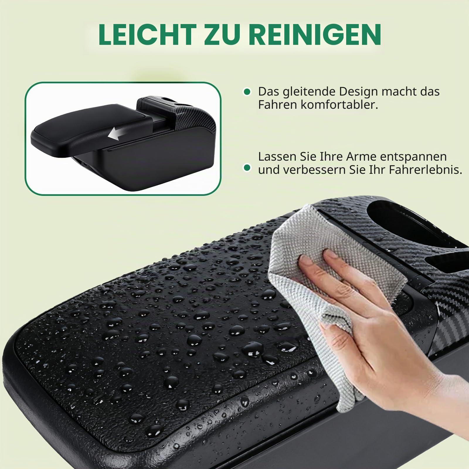 ZENVI Compatible with Volkswagen VW Polo Armlehnen 2010-2018 | Schwarzer Stil,Verwendbar als Ellbogenstütze,MittelArmlehnen,Mittelkonsolen Veranstalter Armlehnen,Doppelter Stauraum