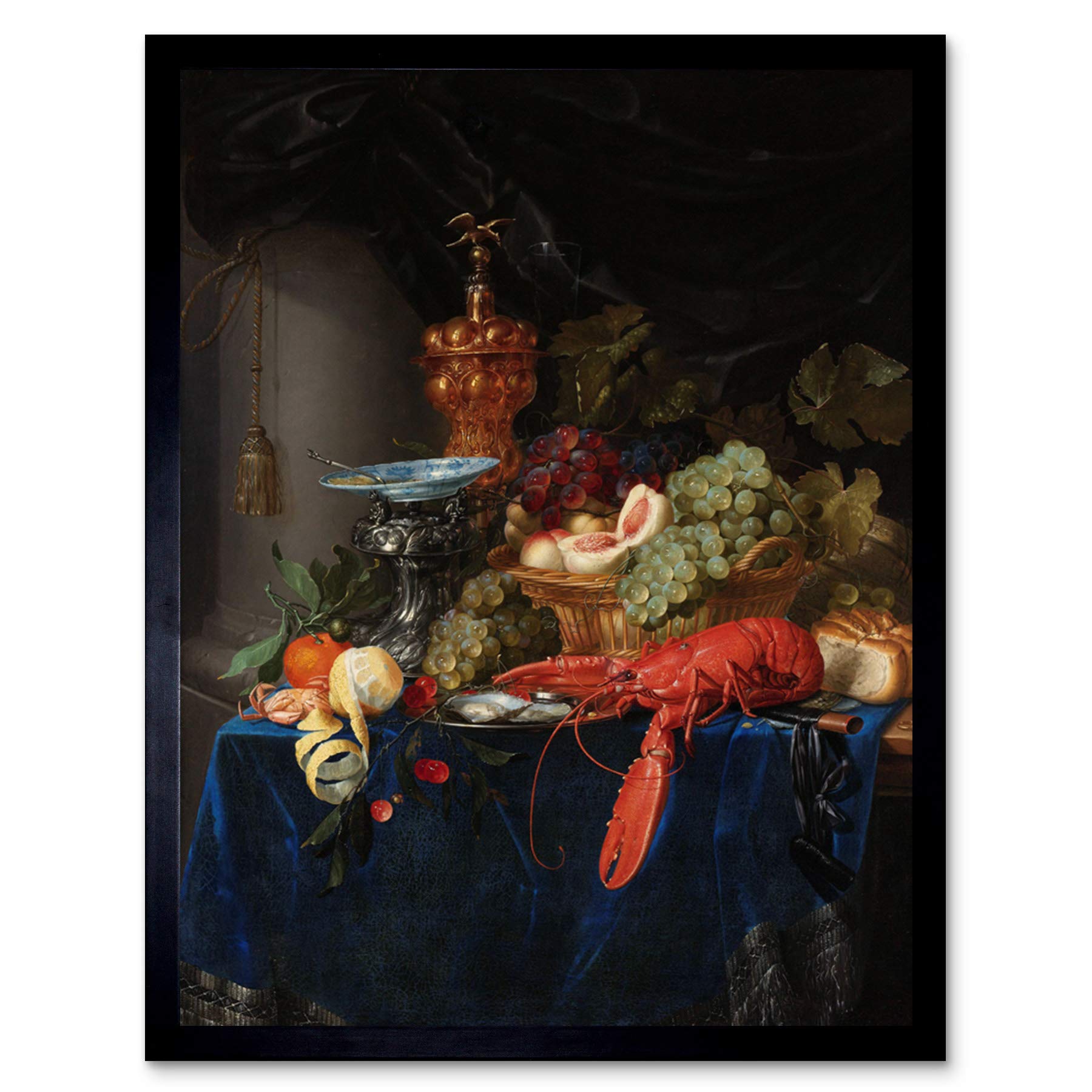 Artery8 Pieter De Ring Still Life Golden Goblet Painting Art Print Framed Poster Wall Decor 12x16 inch