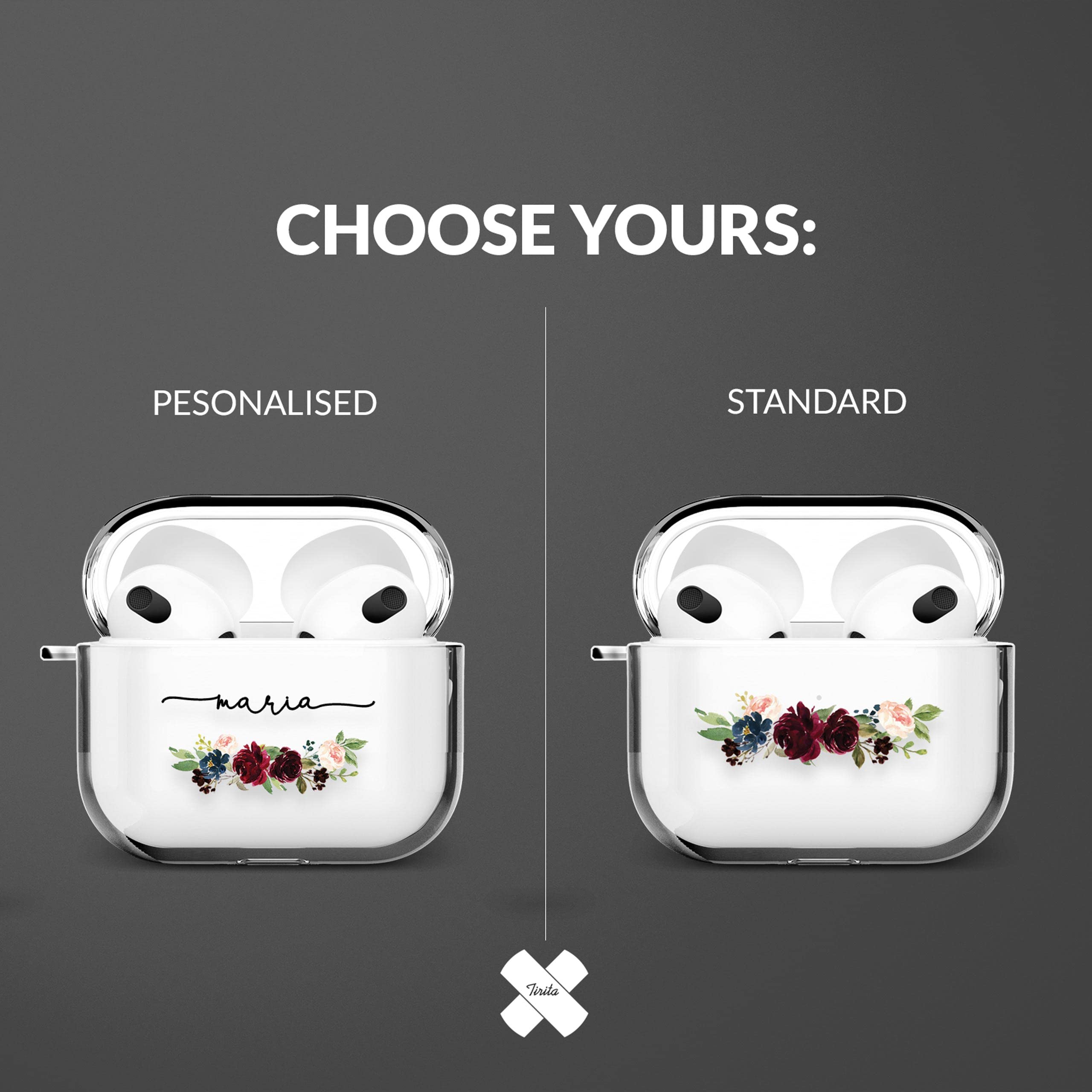 Tirita Personalised Custom Case Compatible with Apple AirPods 4th gen, Support Wireless Charging, with Carabiner, Front LED Visible [14- Golden Bee] — view 94