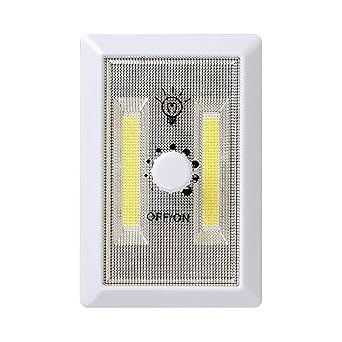 Gabba Goods 2 Pack White Wall Plate LED Light Switch Dimmer with 200 Lumens, Dimmer Function, and No Wire