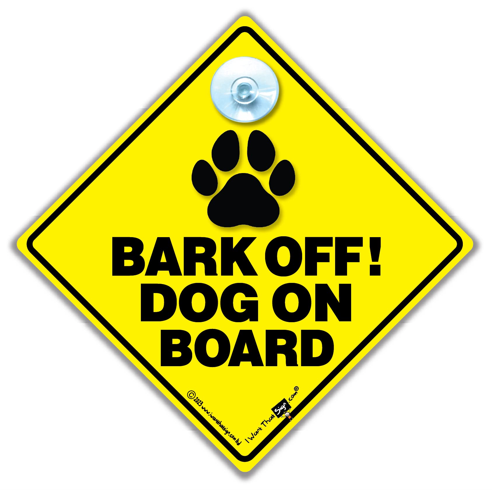 Bark Off Dog On Board Car Sign with Suction Cup, Dog in Vehicle Notice 14cm