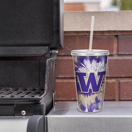 Miniatura 21 de Rico Industries NCAA Sports Team - Vaso transparente de 16 onzas con pajilla, vaso de viaje del color del equipo para fanáticos de los deportes