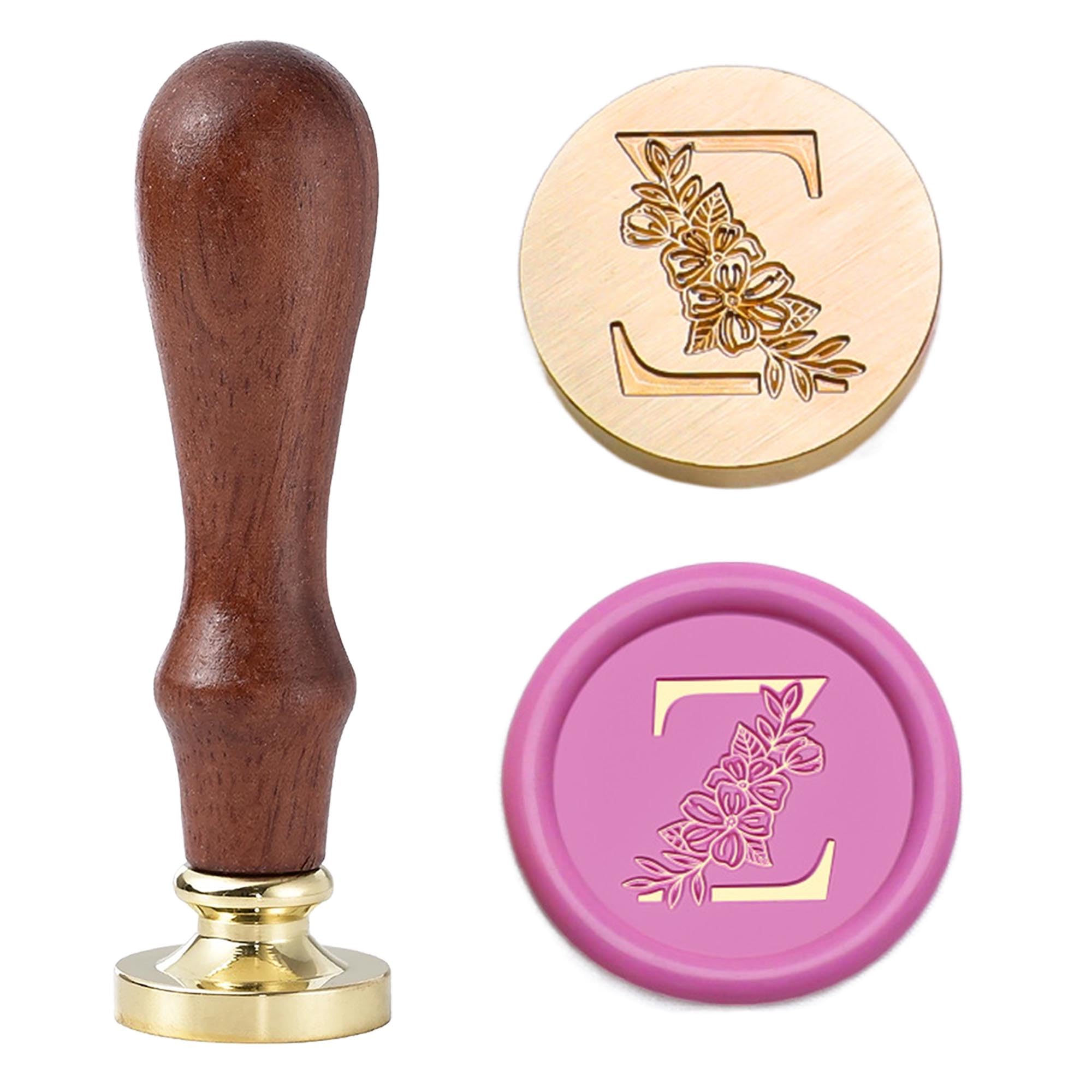 Statice Letter Z Wax Seal Stamp - Initial Sealing Wax Stamp with Flower,0.98 inch/25mm Brass Alphabet Graphic Stamp for Envelopes,Invitations or Valentine's Day Gifts