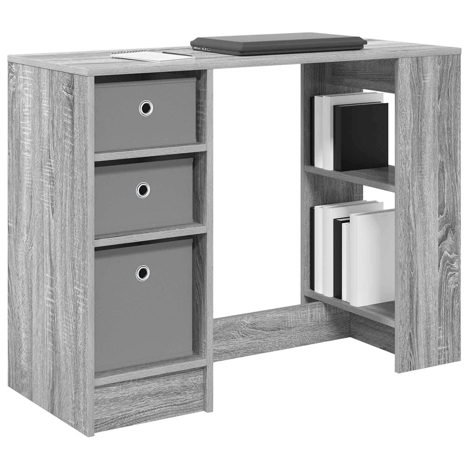 Scrivania grigio Sonoma 100x40x75 cm Legno lavorato con cassetti