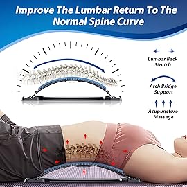MINOLL Back Stretcher for Lower Back Pain Relief, 3 Level Adjustable Lumbar Back Cracker Board, Back Cracking Device, Back Massager for Scoliosis, Spine Decompression