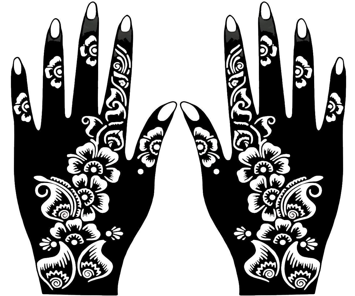 amazinghub Floral Henna Design Metal Wall Art, Black Silhouette, Traditional Mehndi Pattern, Hand Shape Decor-image-14