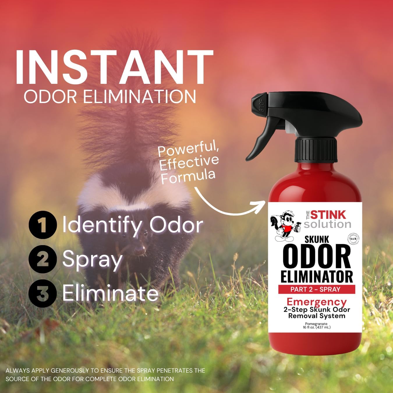 The Stink Solution Skunk Odor Eliminator for Dogs Natural Skunk Smell Remover Kit 16 oz Bath Booster & 16 oz Pomegranate Spray Pet Safe Skunk Odor Remover, Skunk Deodorizer & Skunk Spray Neutralizer