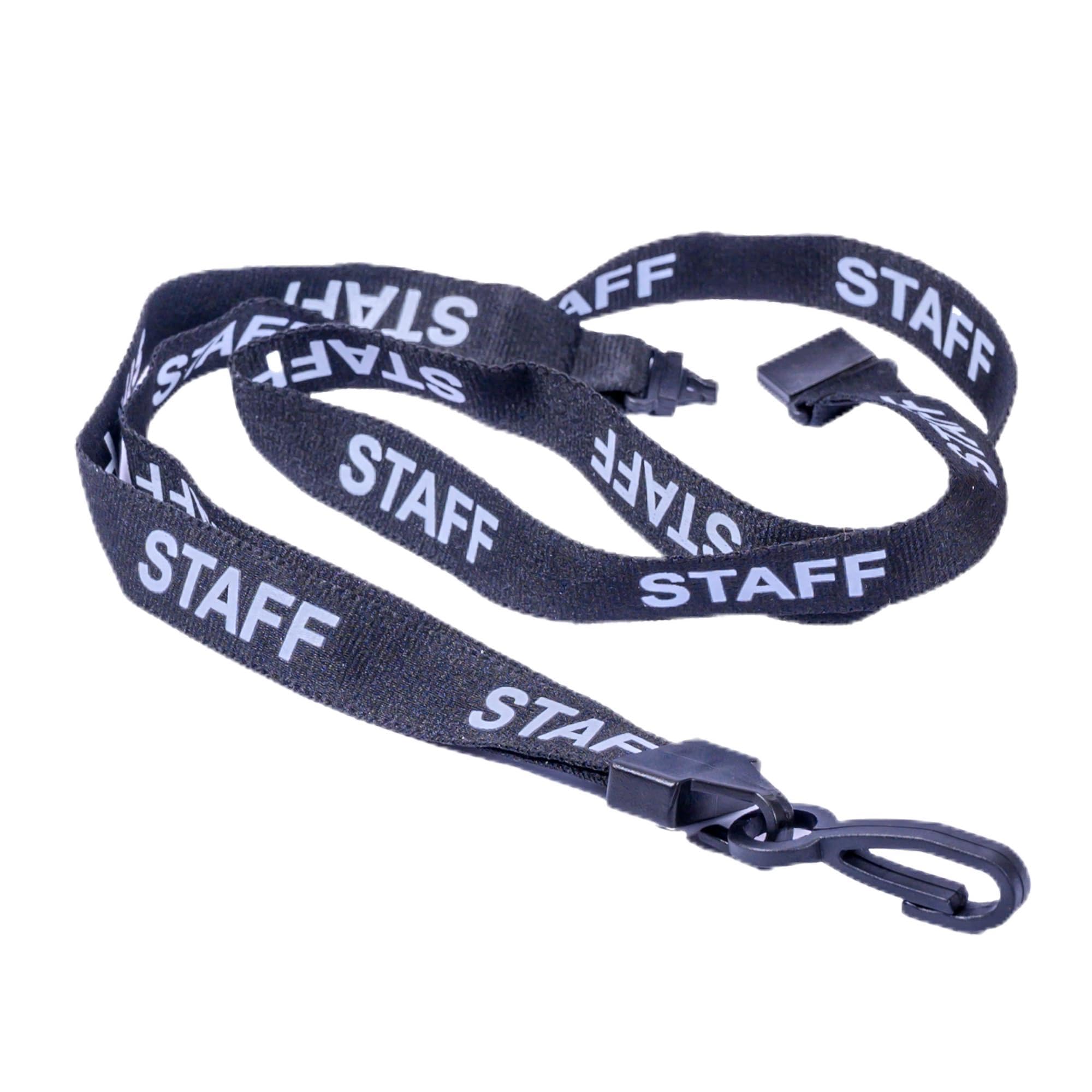SKE-Direct® Staff Lanyards with a strong plastic slide clip and sewn in breakaway and Free colour matched cardholder (50, Black)