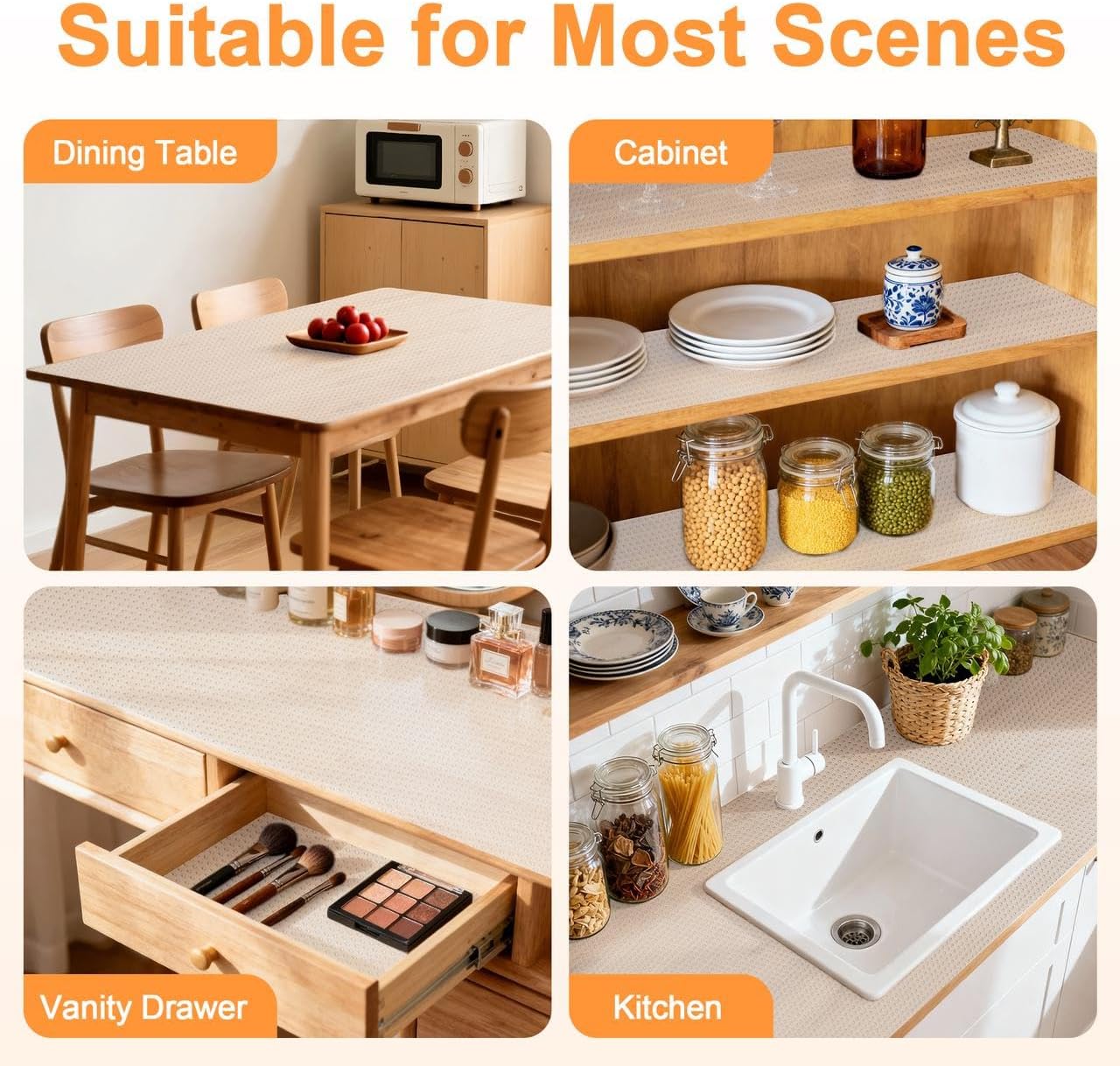 FEXIA Shelf Liner 24 Inch x 20 FT Clear Non Slip Waterproof Cabinet and Drawer Liner for Kitchen Cabinet Refrigerator Pantry Closet Durable Non Adhesive