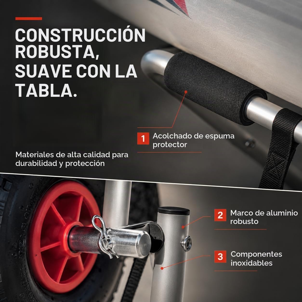 Brunelli Carro para kayak, canoa, plegable, para barco, kayak, canoa, barco, accesorios, carga de 80 kg