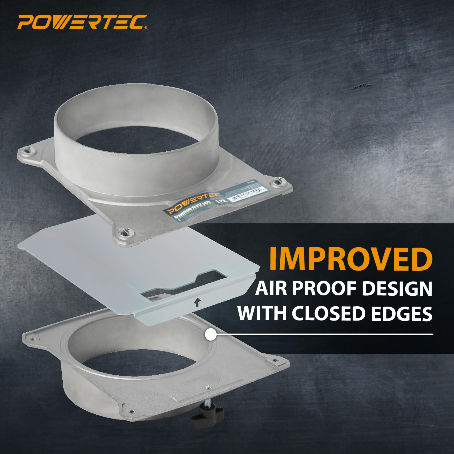 POWERTEC Puerta de aluminio de 6 pulgadas con sello antiobstrucción y fugas de aire para colector de polvo, accesorios de recogida de polvo, manguera de recogida de polvo, aspiradora de tienda