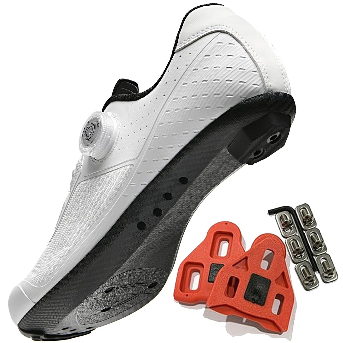 Herren Rennrad Fahrradschuhe mit Look SPD-SL Pedal, Schnelle Anpassung, Stabiler verschleißfester für Indoor Outdoor mit 3 Bolzen-Look Delta