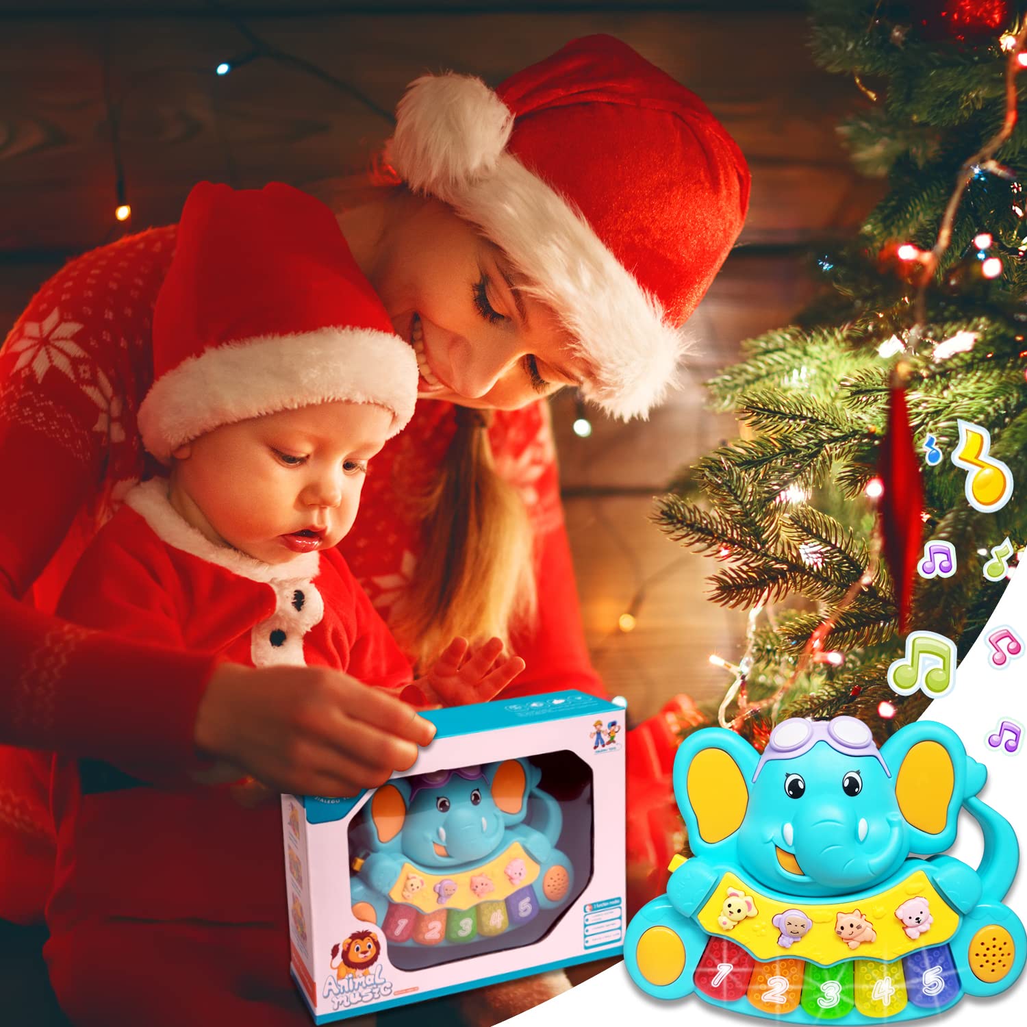 Piano Juguetes para Niños 1 Año Teclado para Piano Luces Músical Juguetes Bebés 6-12-18 Meses Cumpleaños Regalos para Bebés 1 2 Años Niños Niñas