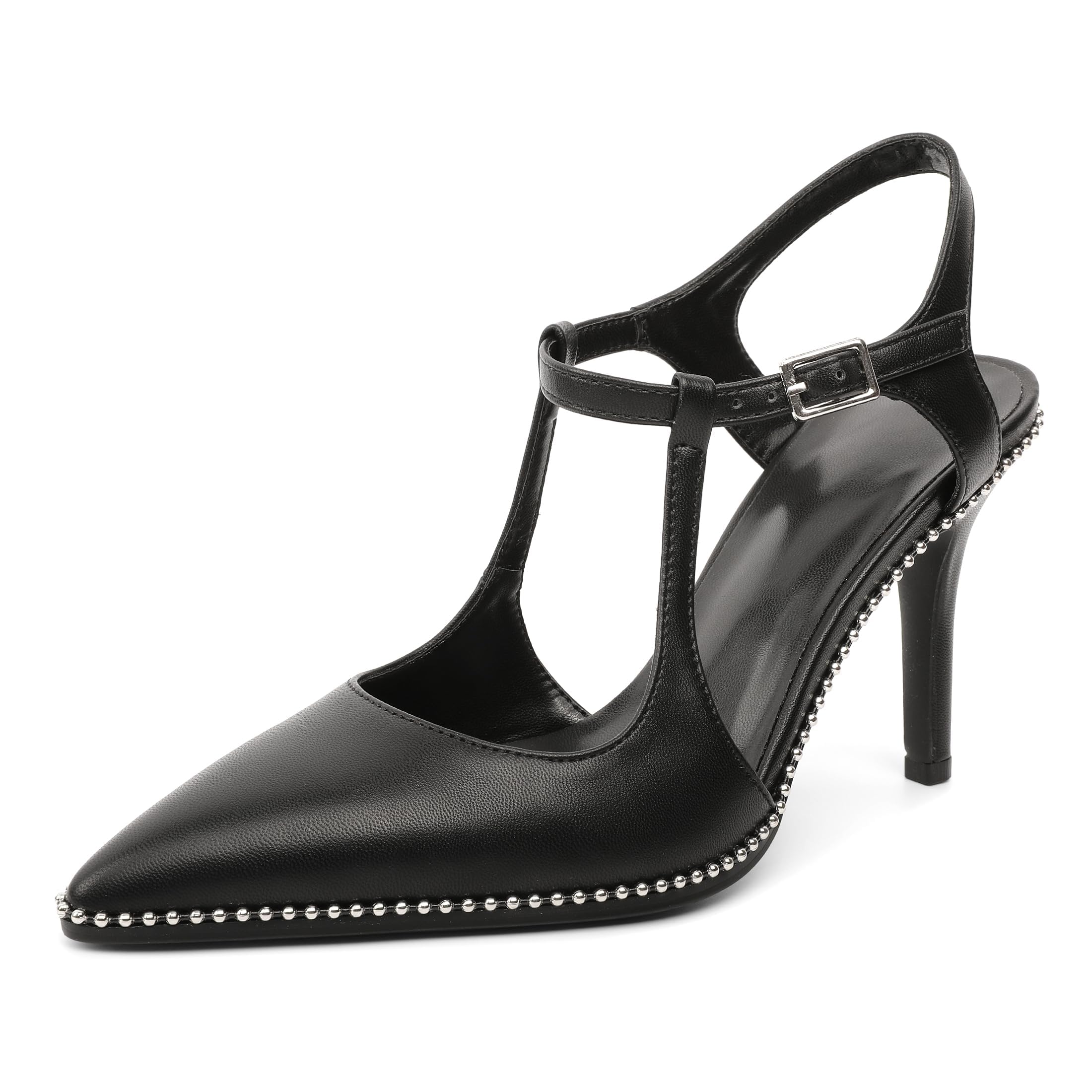 EDEFS Damen Pumps mit Knöchelriemen T-Riemen Schuhe Stiletto