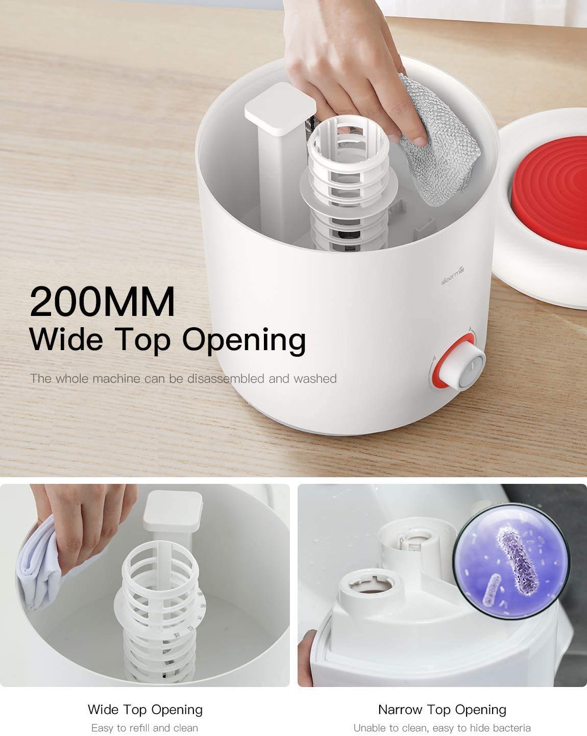 Deerma F301 Humidifier wide top opening for cleaning
