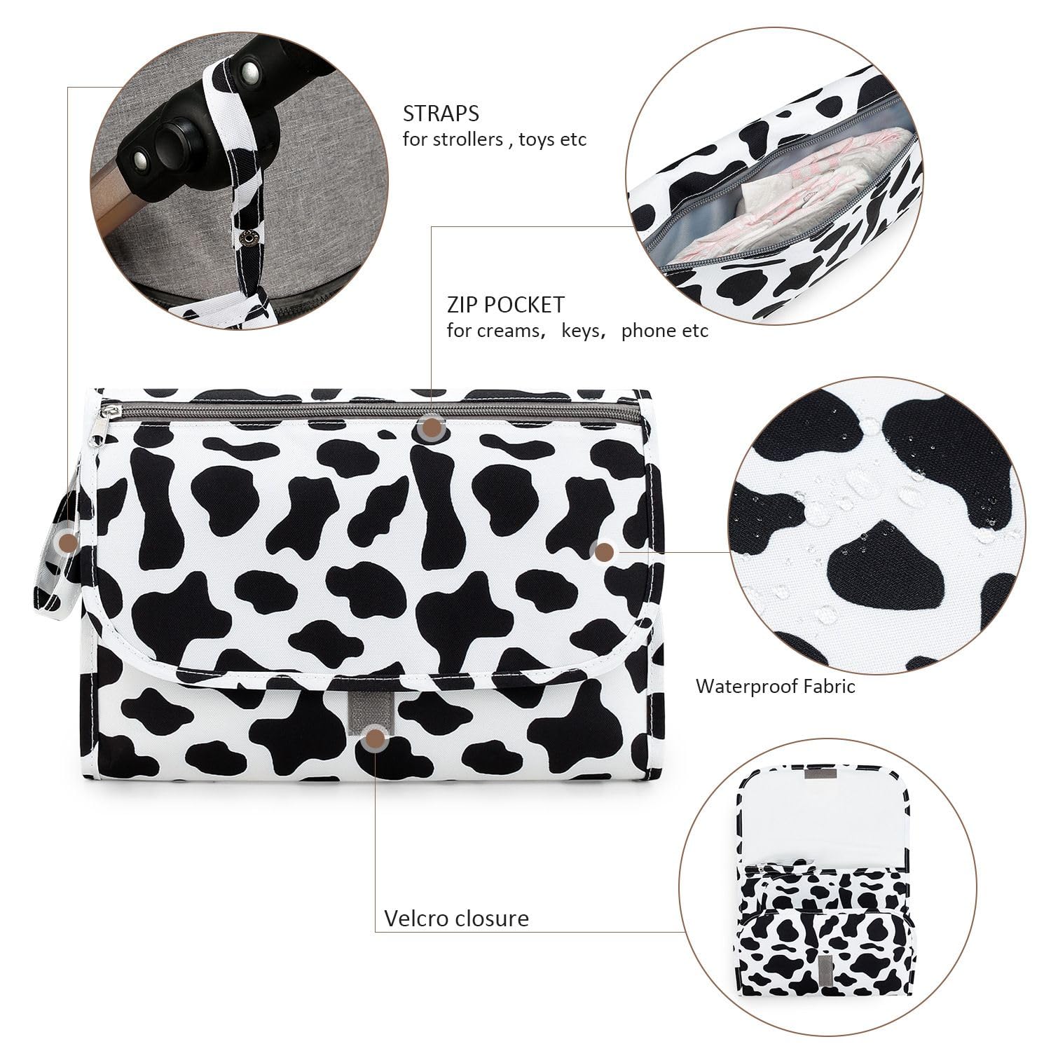 Baby Changing Diaper Pad Travel Portable Waterproof Diaper Pad Multifunctional Bag Mommy Bag Accessories Milk Pattern, Diaper Pads - Milk Pattern