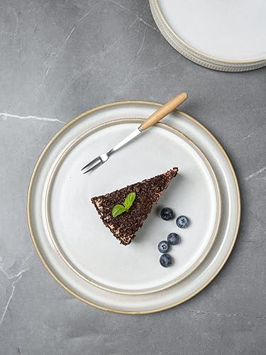 Miniatura 6 de famiware Star - Juego de 6 vajilla de cerámica (18 piezas), platos llanos, platos de ensalada, cuencos para cereales, color blanco capuchino