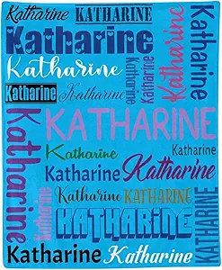 Personalized Blanket for Kids Adults Personalized Name Blanket Custom Blanket with Name Personalized Gifts for Christmas Birthday Valentines Day Mothers Fathers Day (Blue&Colorful, 60"x80")