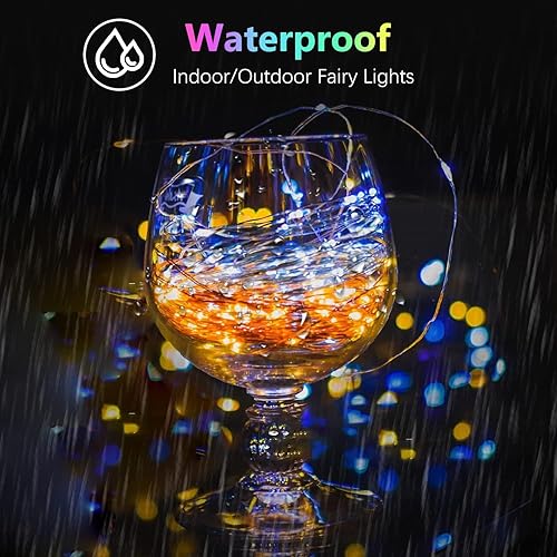 Miniatura 3 de Paquete de 2 luces parpadeantes impermeables que funcionan con pilas, cada cadena de luces de Navidad para interiores y exteriores con temporizador