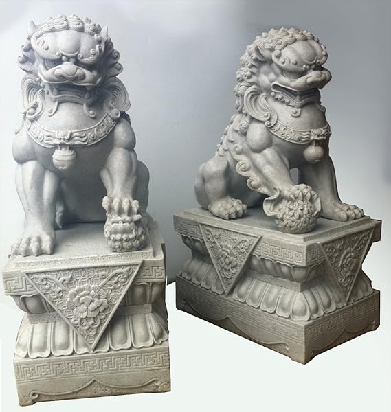 Foo Dogs 45cm Granite Resin Garden Statues Amazon.co.uk Garden