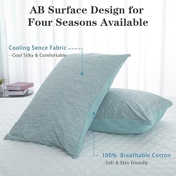 CHOSHOME 1 Pack Green Cooling Blanket 60 X 80 and 2 Pack Cooling Pillow Cases 20 X 30, Bundle