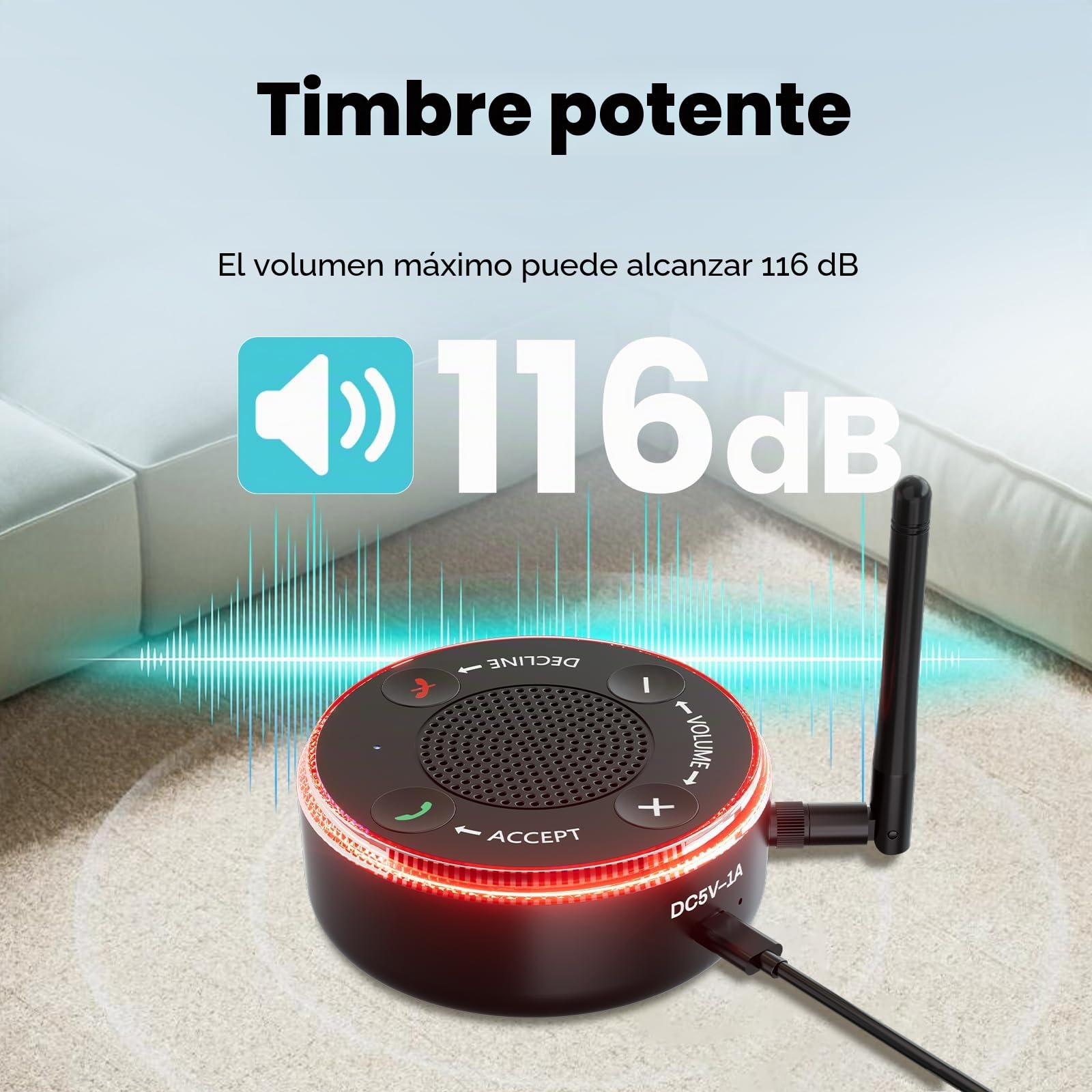 Lamborsafe Amplificador de timbre para teléfono móvil para personas mayores, amplificador Bluetooth para problemas de audición, timbre fuerte / llamada