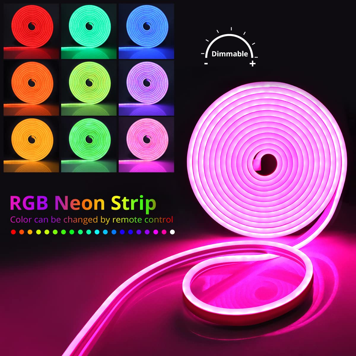 5M neonowa taśma LED, RGBIC Smart Synchronizacja muzyki wielokolorowa wodoodporna IP67 kompatybilna z Alexa i Google Assistant Control APP pilot do dekoracji pokoju (5M)