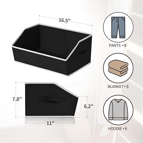 Miniatura 9 de Paquete de 6 organizadores de armario, organizador grande de armario con asas, contenedores de almacenamiento trapezoidales de tela para
