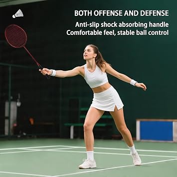 Badminton Racket,Badminton Racket Set,82 Gram Lightweight Carbon Fiber One-Piece Molded Durable Grade Racket,Including 2 Rackets,2 Nylon Shuttlecocks,And 1 Ball Bag