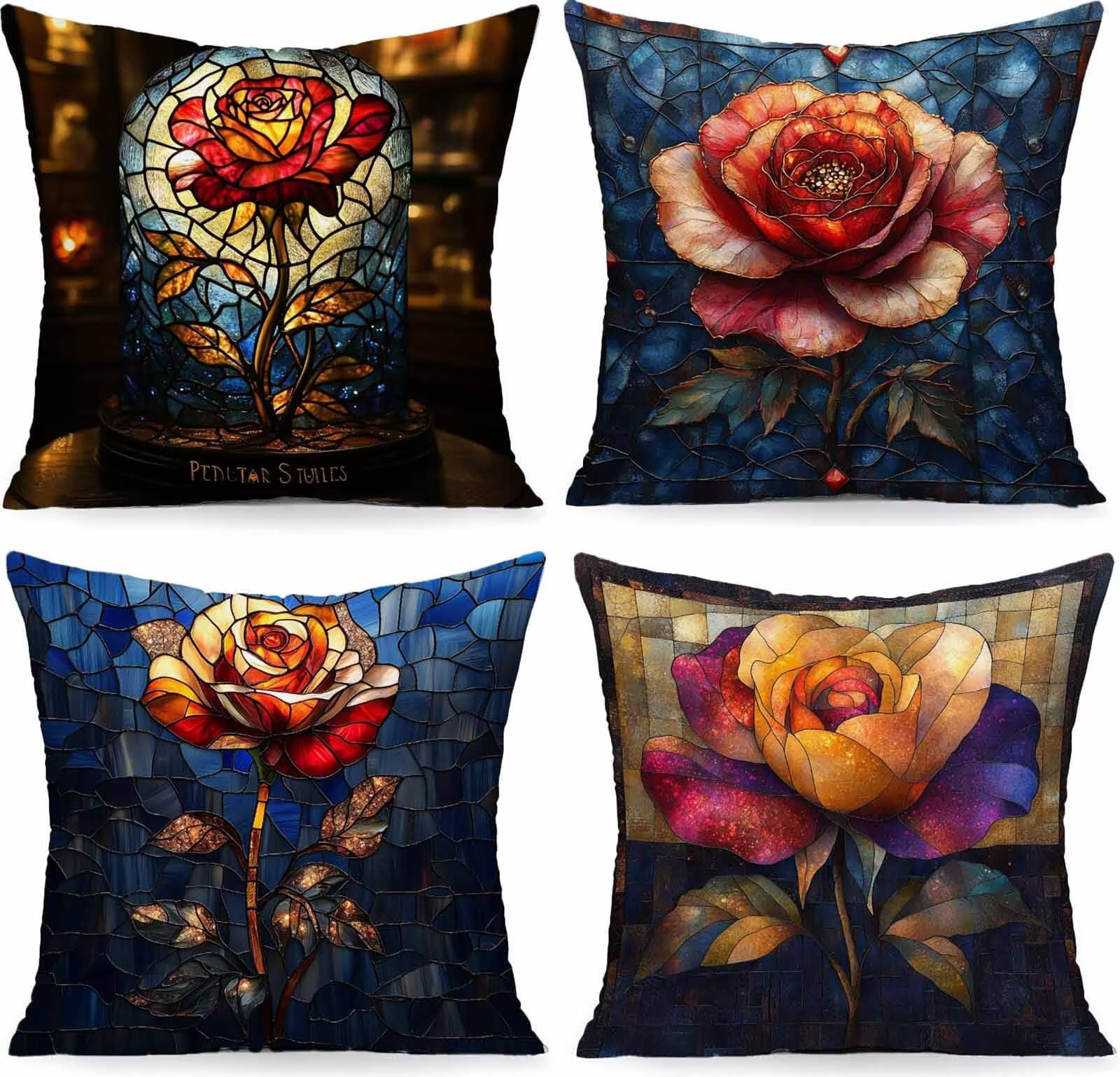 Housse coussin 55x55cm imperméable rouge fleur motif pour décorer un salon de jardin