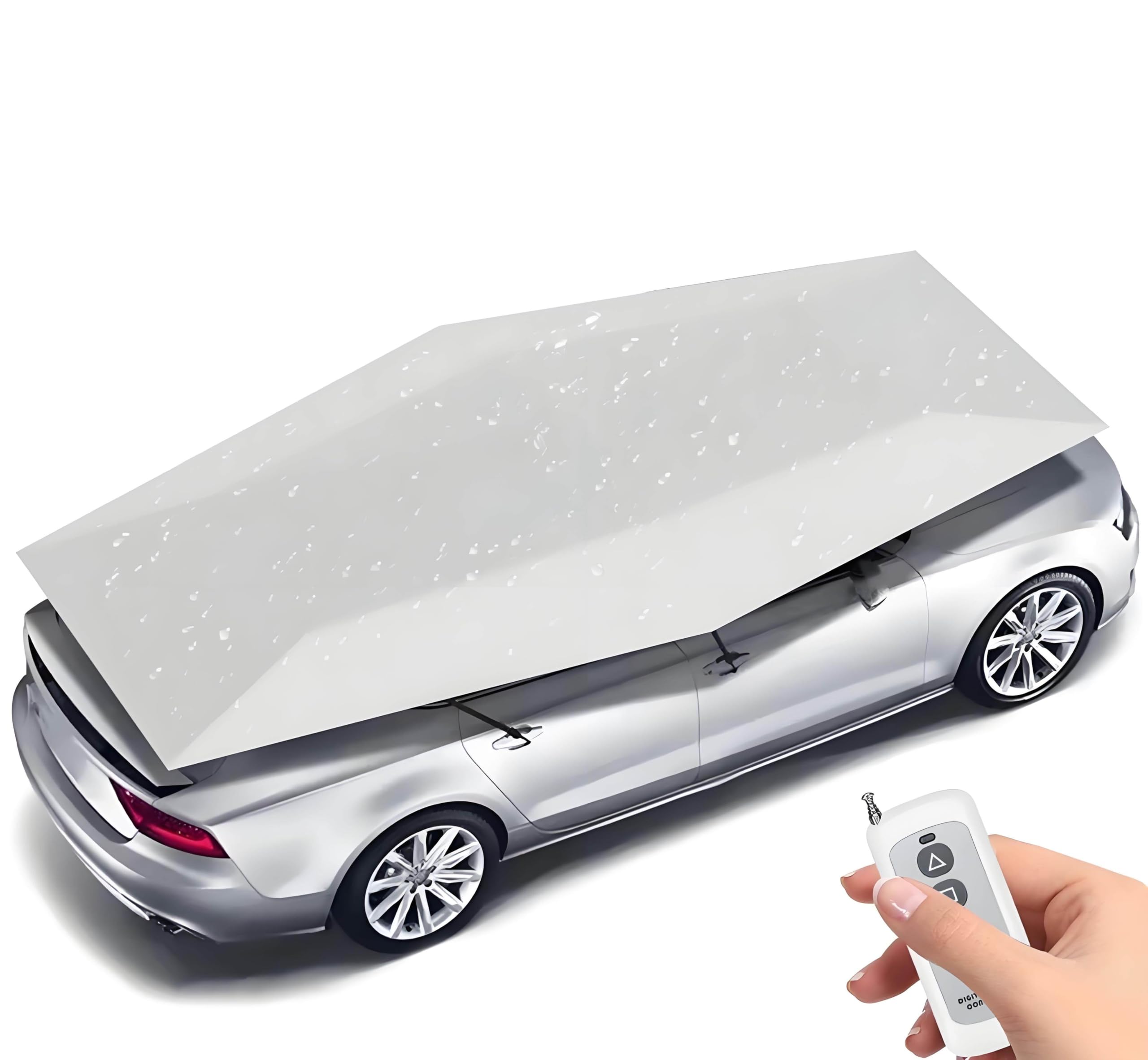 Tenda per Auto Completamente Automatica | Tenda da Sole per ombrellone per Auto | Ombrello di Protezione per Auto Portatile Piegato | per parcheggi all'aperto,scuole Guida(Silver 4.2m)