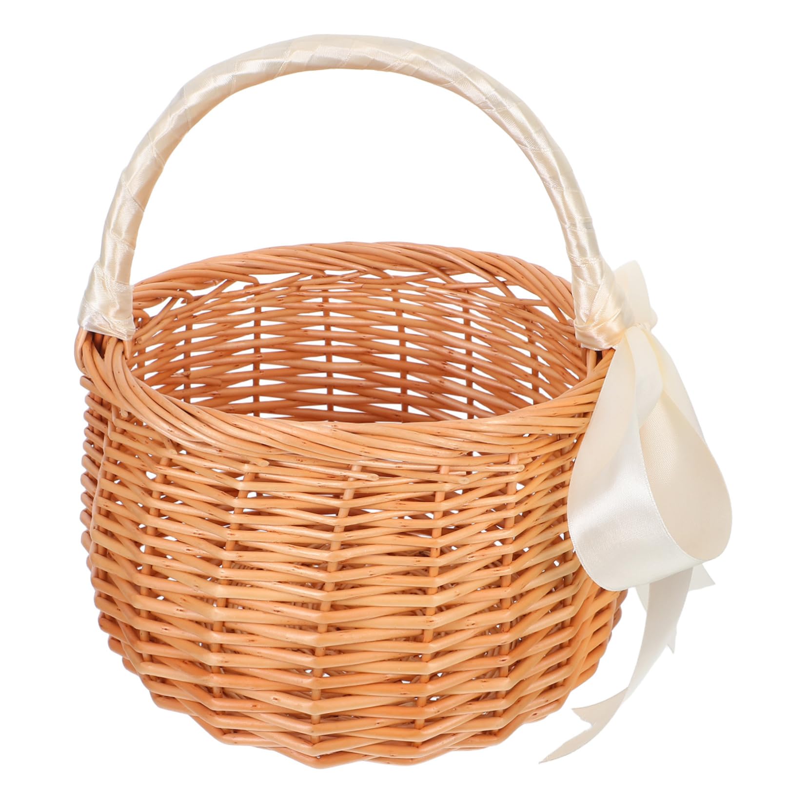 Handwoven Decorative Wicker Rattan Basket with Comfortable Handle for Weddings Picnics and Versatile Storage
