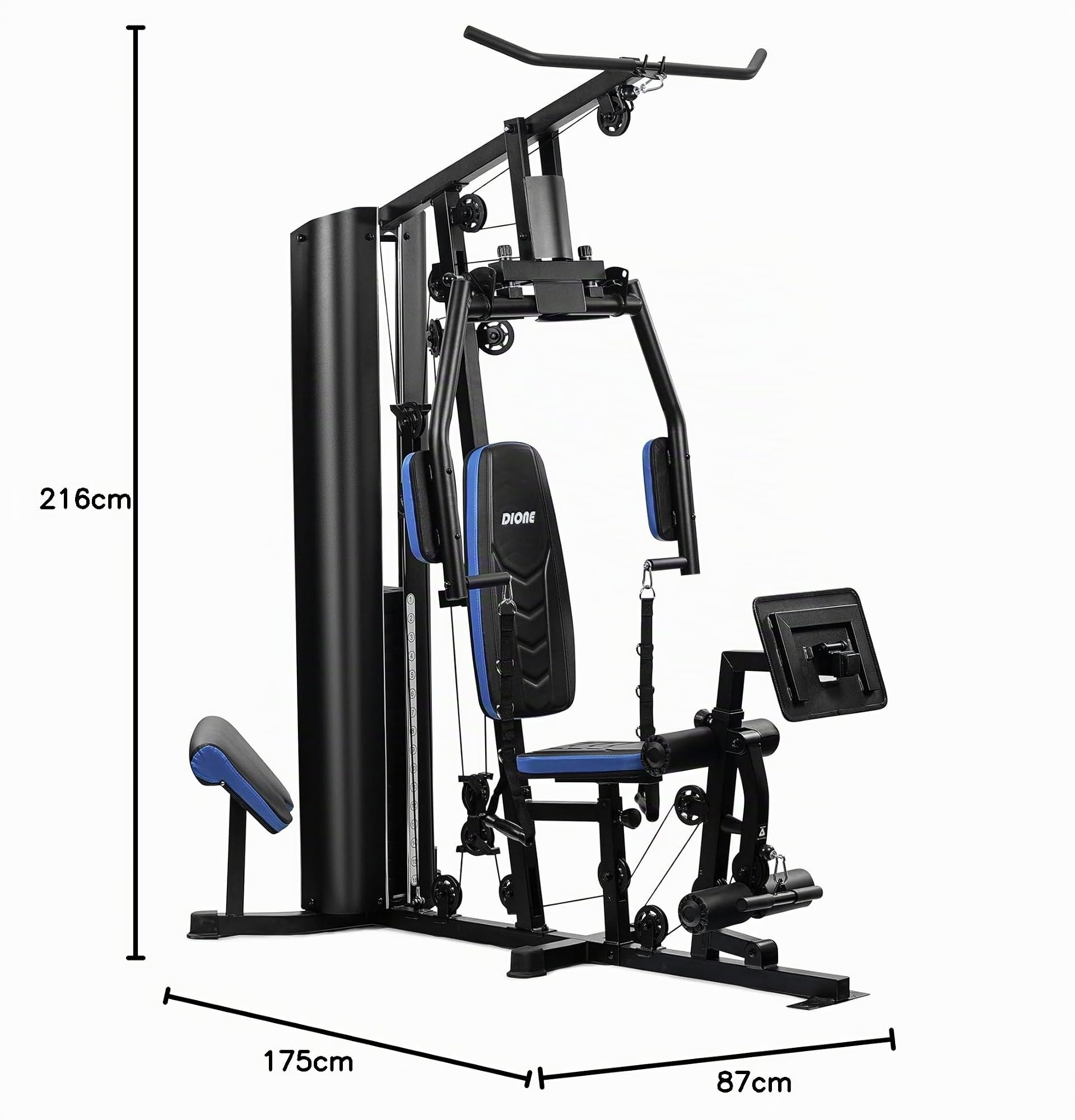DIONE HG6 - Station de fitness - Home gym - Station de musculation - Avec presse à jambes - Bloc de poids de 80 kg - Coussin d'assise de luxe