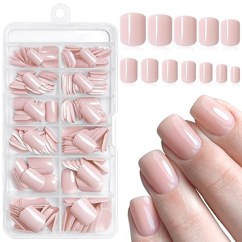AddFavor Nude Press on Nails Short Fake Nails, 240pcs Nude