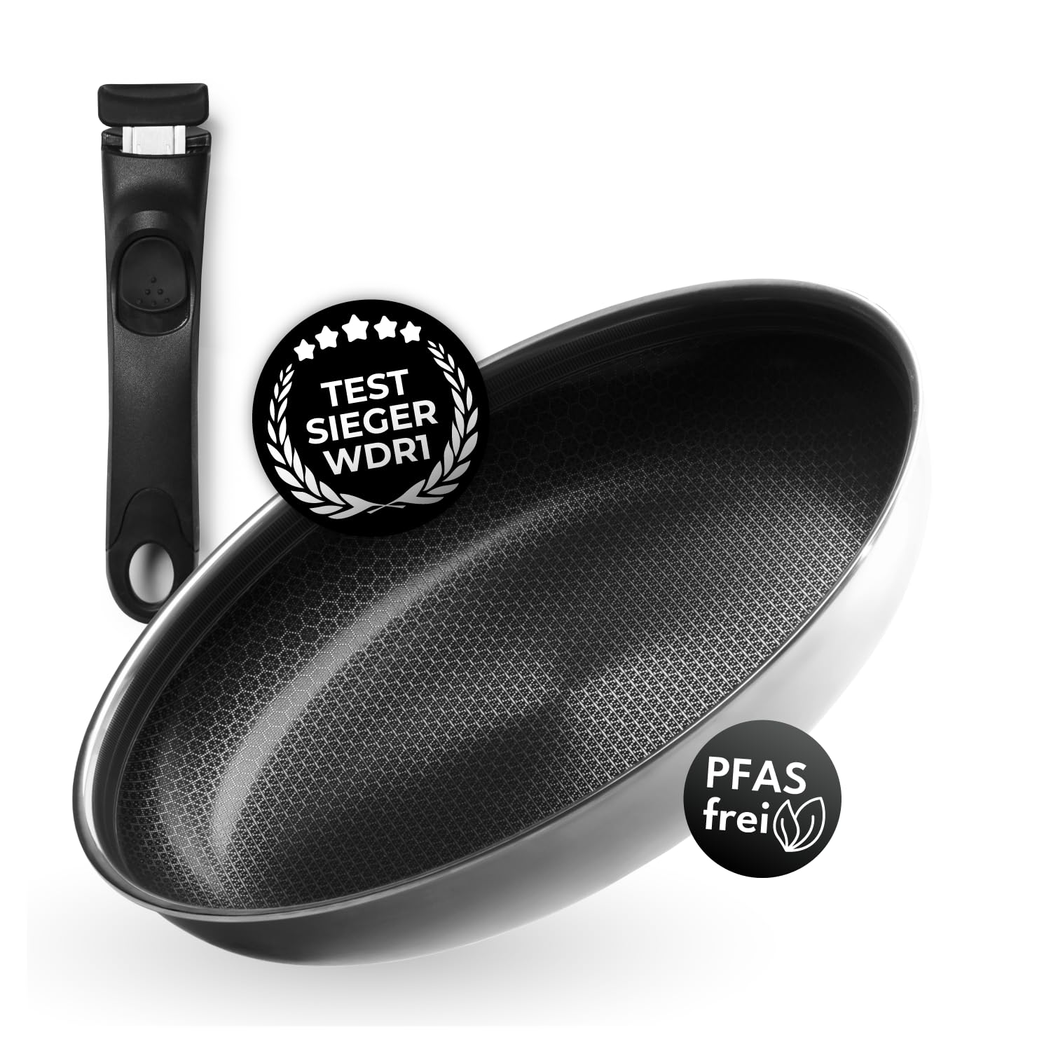 Onyx Cookware Bratpfanne 24 cm – Abnehmbarer Griff, Platzsparend