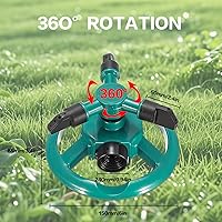 Vista 4 de Aspersor de césped, rociadores para patio, rociadores automáticos de agua de jardín, sistema de riego de césped, rotación de cobertura de área