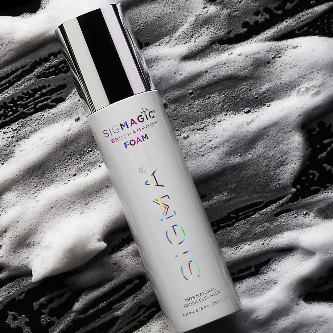Sigma Beauty Sigmagic Foam Makeup Brush Shampoo – Makeup Brush Cleaner Solution with Professional Grade Formula to Remove Makeup Residue and Build Up on Brushes & Sponges (6.76 FL Oz)