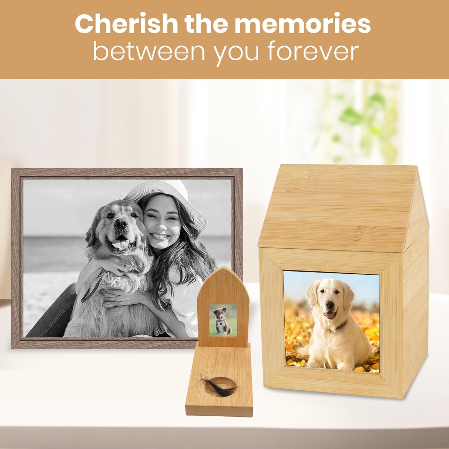 Pet Urn,Pet Memorial Box with Photo Display,Wooden Pet Urn to Collect Ashes and Hair,Dog Urns for Ashes,Pet Keepsake,for Cats Dogs or All Pets(Large Size)