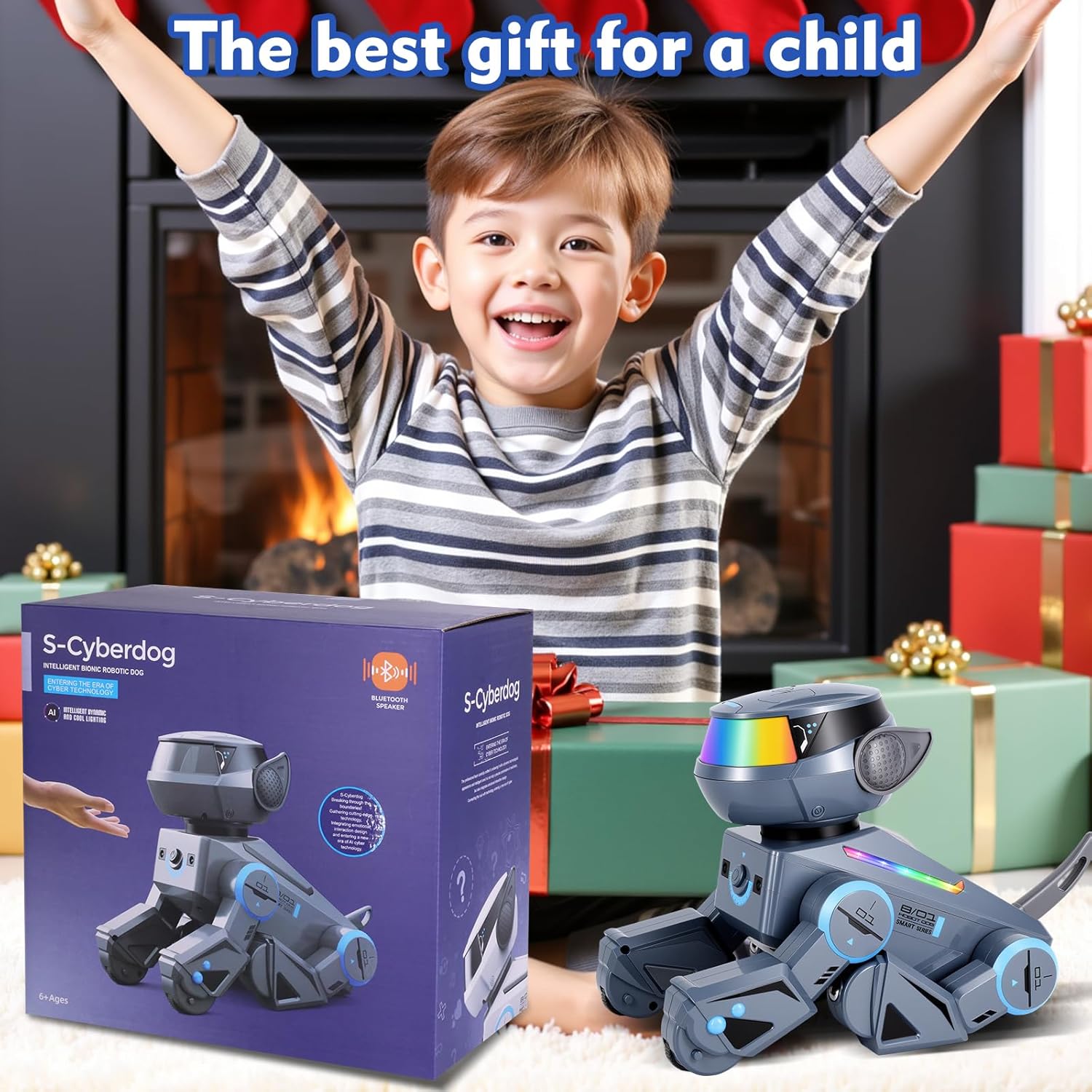 Smart Robot Dog Toys for Kids-Interactive Programmable RC Puppy with LED Eyes,Music & Dance,Touch & Voice Control,USB Rechargeable Robotic Pet,Gifts for Boys & Girls Ages 3-12 (Grey)