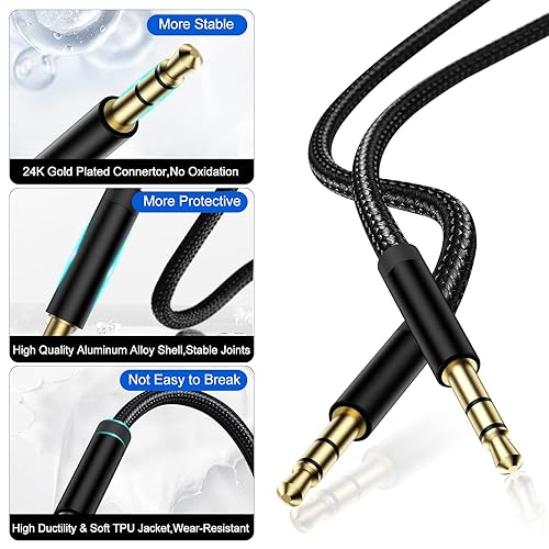 Miniatura 4 de xiwxi Cable de audio de 0.138 in macho a macho, con adaptador tipo C a conector hembra de 0.138 in, entrada auxiliar de audio, cable auxiliar de