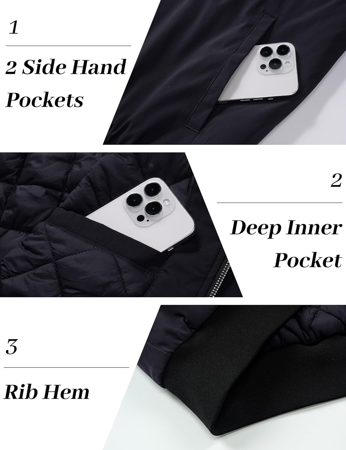 EKLENTSON Men's Bomber Jacket Thermal Quilted Lined Jacket Warm Winter Coats Full Zip Windbreaker Casual Jackets with Pockets