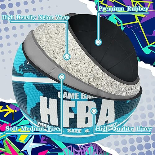 Miniatura 5 de Baloncesto tamaño 7 con bomba para interiores y exteriores, pelota de baloncesto de goma para jóvenes adultos, escuela, entrenamiento