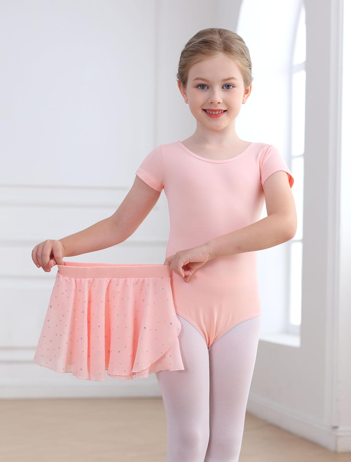 Toddler Ballet Leotards Dance Skirt for Girls Double Cross Hollow Back Outfits Gymnastics Kids Dance Dresses - Image 3