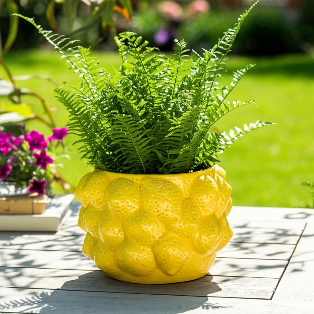 Flower Pot and Planter for Home Decor – Cheerful Plant Pots Perfect for Indoor or Outdoor Herbs, Ferns, or Succulents – Modern Pots for Indoor Plant Stands Great for Garden and Patio Decor – 6" Yellow