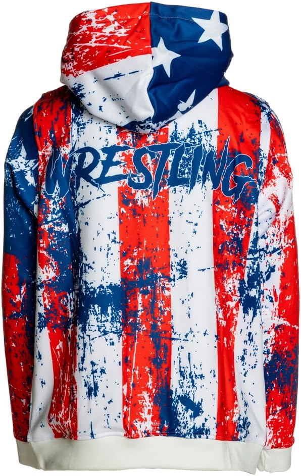 KO Sports Gear Kids Wrestling Dye-Sublimated Poly-Cotton Sweatshirt, S-L | Sublimated USA & Beast Designs, Thick & Warm Rib-Knit Cuffs for Youth Wrestling Practice, Tournaments, and Casual Wear