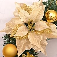 Vista 5 de RSLEE Christmas Wreath for Front Door 40cm Christmas Wreath Artifical Wedding Christmas Flowers Wreath with Golden Butterfly & Christmas Ball Xmas