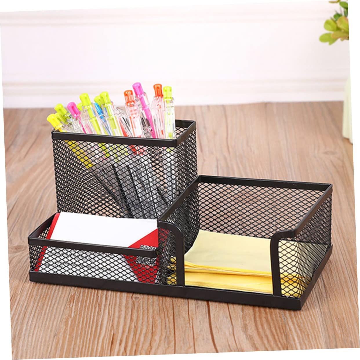 Portapenne in Ferro Set 4 Pezzi Nero Organizer Scrivania | Porta Carte da Visita, Vassoio per Lettere, Contenitore Cancelleria, Finitura che Non Si Sfoglia