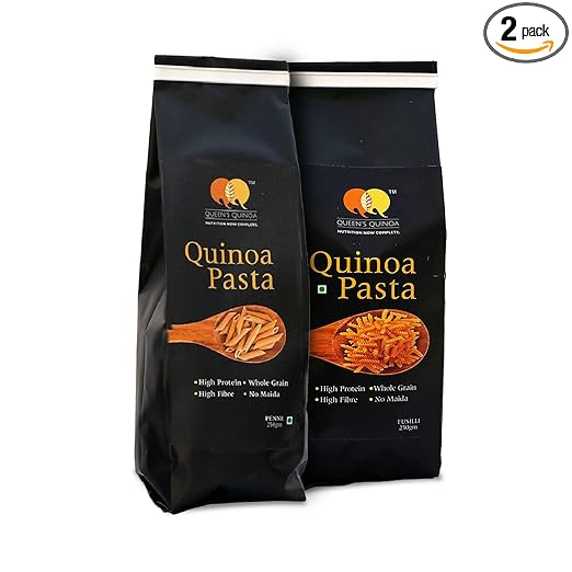 Queens Quinoa Combo Pack of Fusilli Pasta and Penne Pasta (2x250g) | Gluten Free Pasta in Fresh | High Protein Penne Pasta With No Maida | Easy Digestion Healthy Food