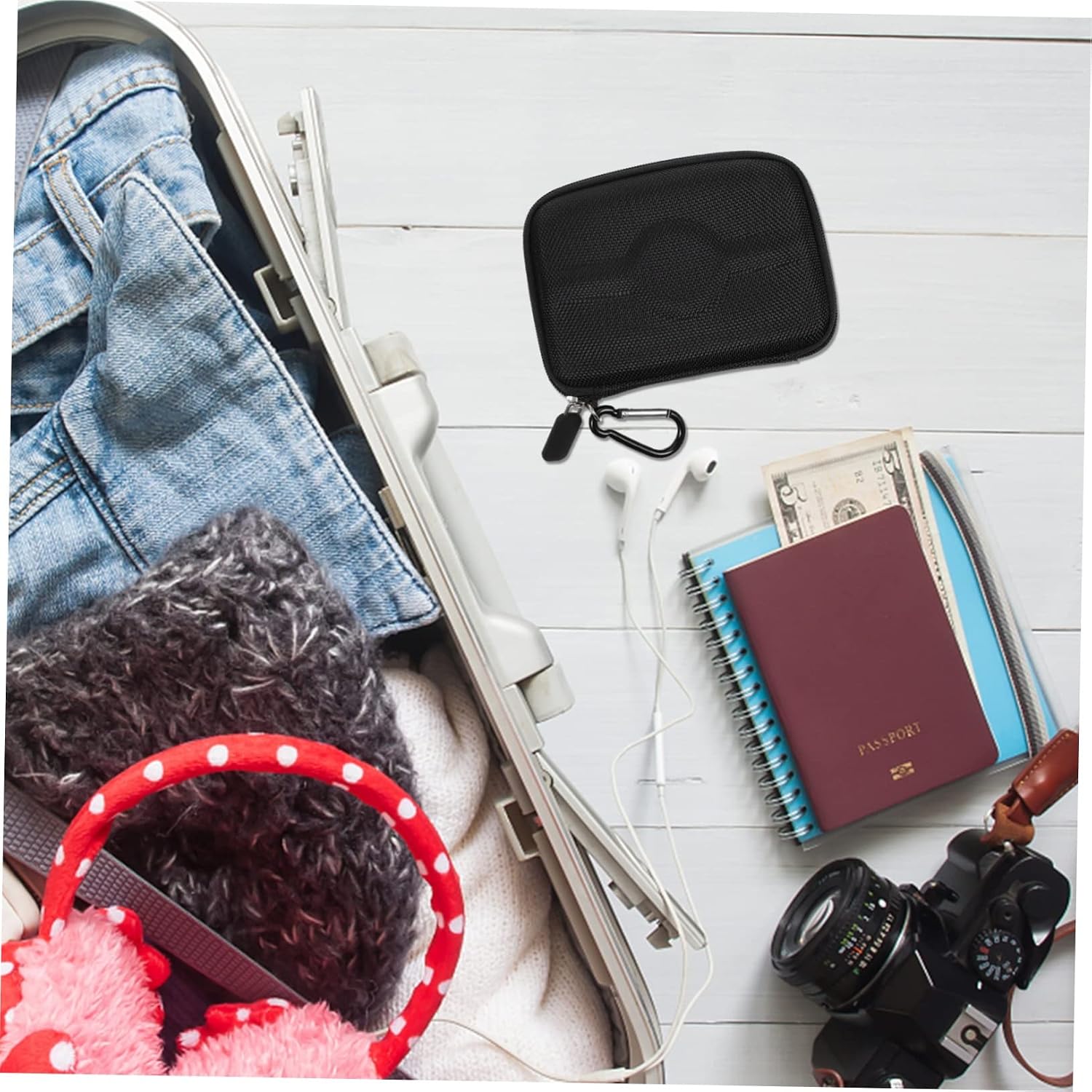 Vaguelly 1Pc Multipurpose Earphone Storage Case Charger Carrying Bag for Data Cables Sundry Items and Electronics Travel Office and Home Use image 5
